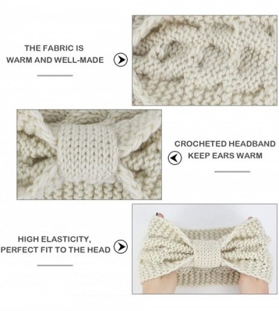 Headbands Womens Winter Knitted Headband - Soft Crochet Bow Twist Hair Band Turban Headwrap Hat Cap Ear Warmer - CX18KZY46AD ...