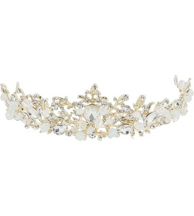 Headbands Women's Wedding Bridal Crown and Tiaras Crystal Jeweled Pageant Headpieces for Wedding Bride Beige - CS18N9SQR0G $3...