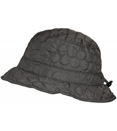 Rain Hats Packable Water Repellent Quilted Bucket Rain Hat w/Adjustable Drawstring - Grey - CK12NBWZYET $24.10