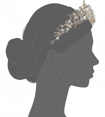 Headbands Women's Wedding Bridal Crown and Tiaras Crystal Jeweled Pageant Headpieces for Wedding Bride Beige - CS18N9SQR0G $1...