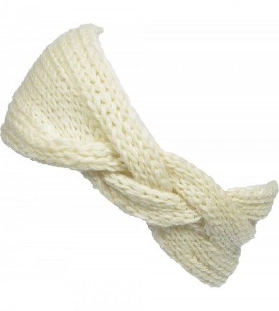 Headbands Women's Solid Cable Knitted Headband Headwrap Comfortable - Ivory - CD193WYYSWW $11.22