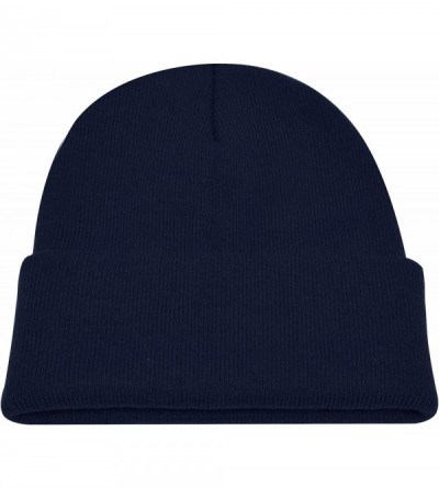 Skullies & Beanies Warm Winter Hat Knit Beanie Skull Cap Cuff Beanie Hat Winter Hats for Men - Navy - CJ12J0HSVQ5 $17.06