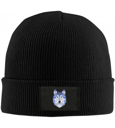 Skullies & Beanies Wolf Animals Winter Warm Knit Hats Skull Caps Soft Cuff Beanie Hat Unisex Black - CB188Z8HKD2 $14.49
