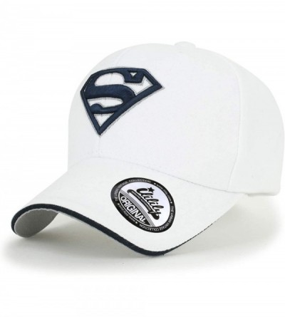 Baseball Caps Superman Shields Embroidery Vintage Baseball Cap Casual Trucker Hat - White - CZ18QN3Y7HZ $27.46