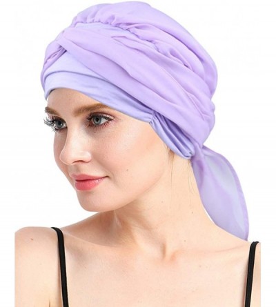Skullies & Beanies Chemo Headwear Headwrap Scarf Cancer Caps Gifts for Hair Loss Women - Light Purple - C618EIN0S7W $15.47