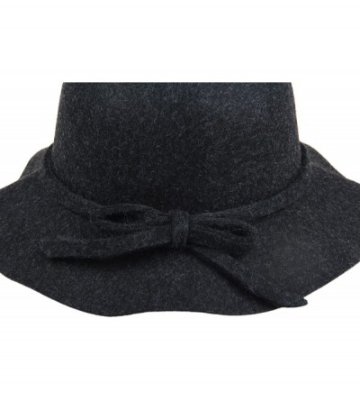 Bucket Hats Women's Wool Bucket Hat with Bow Cloche Flapper Tea Party Derby Church - Dark Grey - C6186YKCG5G $12.27