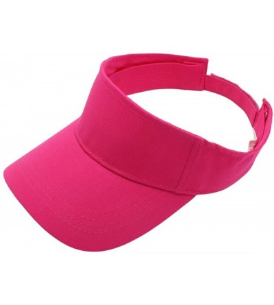 Visors Sun Sports Visor Men Women - 100% Cotton Cap Hat - Hot Pink - CQ17YT8SMWX $11.22