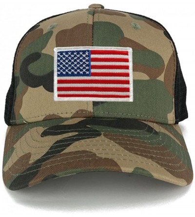 Baseball Caps US American Flag Embroidered Iron on Patch Adjustable Camo Trucker Cap - WWB - White Patch - CZ12N60VPB9 $18.23