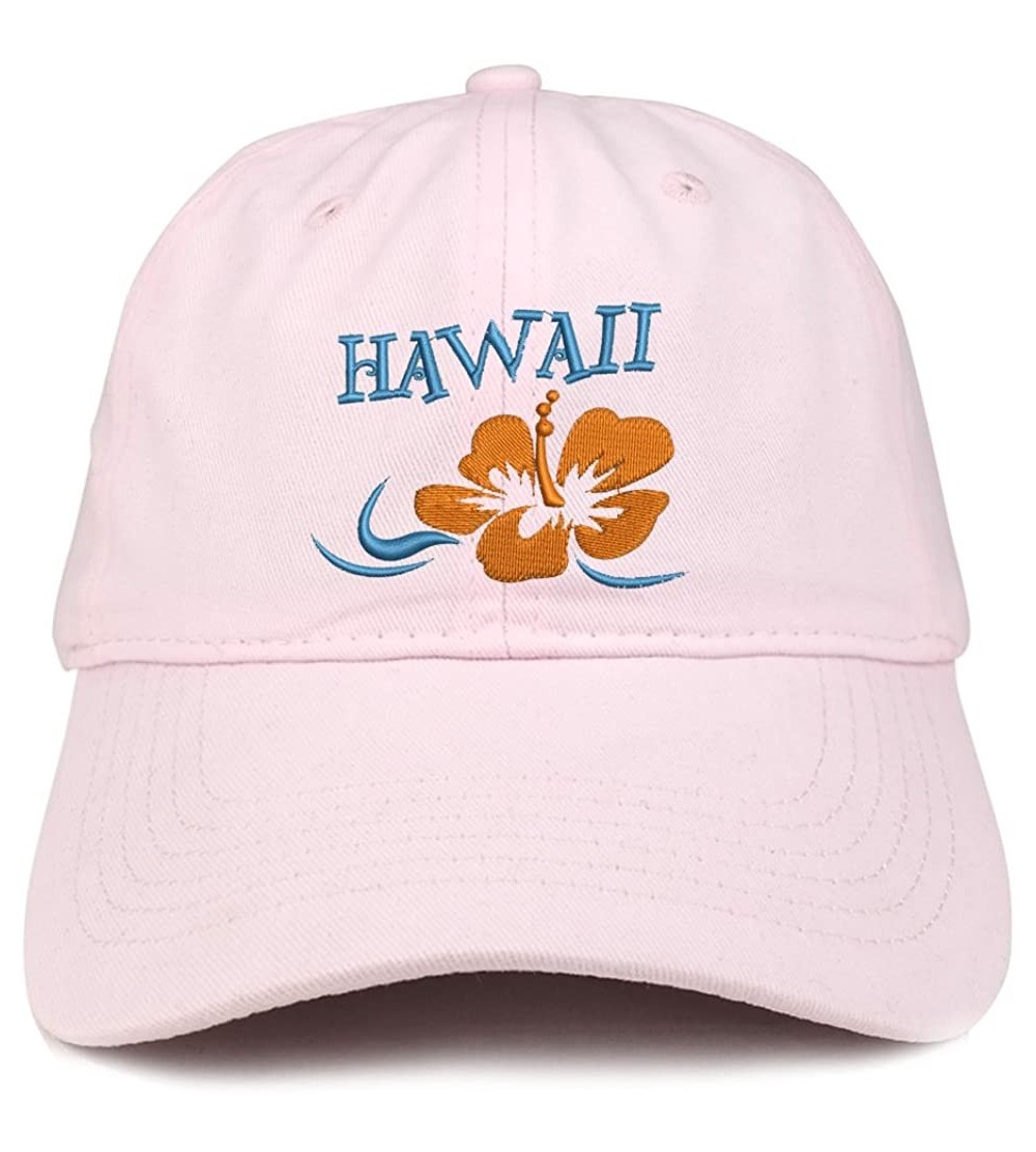 Baseball Caps Hawaii and Hibiscus Embroidered Brushed Cotton Dad Hat Ball Cap - Light Pink - C5180D83M2X $32.95