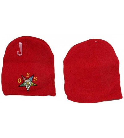 Skullies & Beanies 8" Red OES Mason Masonic Eastern Star Embroidered Beanie Skull Cap Hat - CN186RMQ8QH $8.75