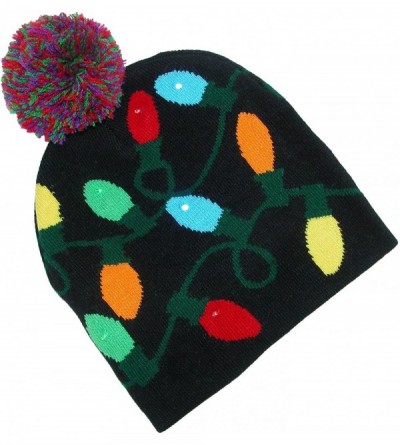 Skullies & Beanies Flashing Lights Holiday Christmas Beanie Cap (Pack of 2) - Holiday Lights - CA188GKND2M $13.39