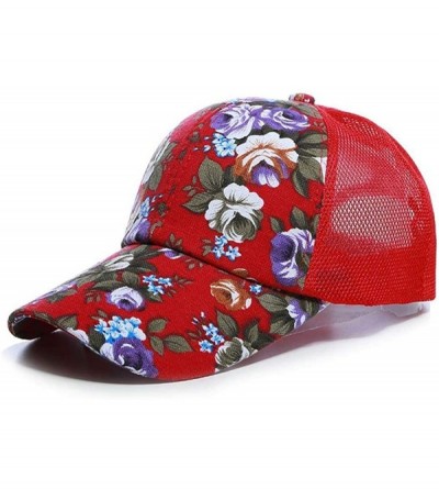 Baseball Caps Unisex Casual Floral Headwear Stretchy Soft Hats Comfort Baseball Cap Baseball Caps - Red - CI18Y688DK8 $26.54