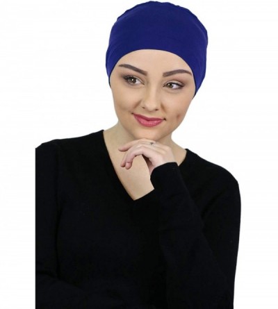 Skullies & Beanies Bamboo Sleep Cap Cancer Headwear Chemo Hat Sleeping Night Beanie Turbans for Women - Navy Blue - CA199R269...