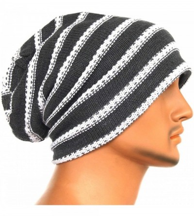Skullies & Beanies Unisex Adult Winter Warm Slouch Beanie Long Baggy Skull Cap Stretchy Knit Hat Oversized - Grey - CH1291FLS...