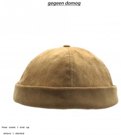 Skullies & Beanies Vintage Unisex Cotton Watch Cap Corduroy Brimless Beanie Hat Men Hats 003 - Khaki - CZ18NGUEE2Y $11.29