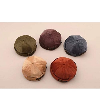 Skullies & Beanies Vintage Unisex Cotton Watch Cap Corduroy Brimless Beanie Hat Men Hats 003 - Khaki - CZ18NGUEE2Y $11.29