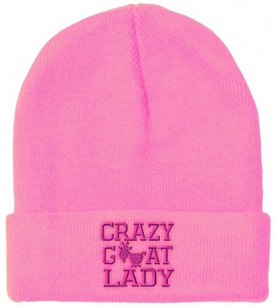 Skullies & Beanies Beanie for Men & Women Crazy Goat Lady Pink Embroidery Skull Cap Hat 1 Size - Soft Pink - CF18A9CKM60 $9.44