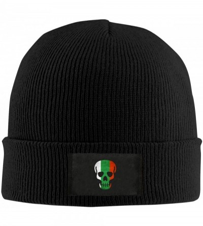 Skullies & Beanies Italian Flag Skull Winter Knitted Hat Warm Wool Skull Beanie Cap - Black - CA18KYA0I5U $36.24
