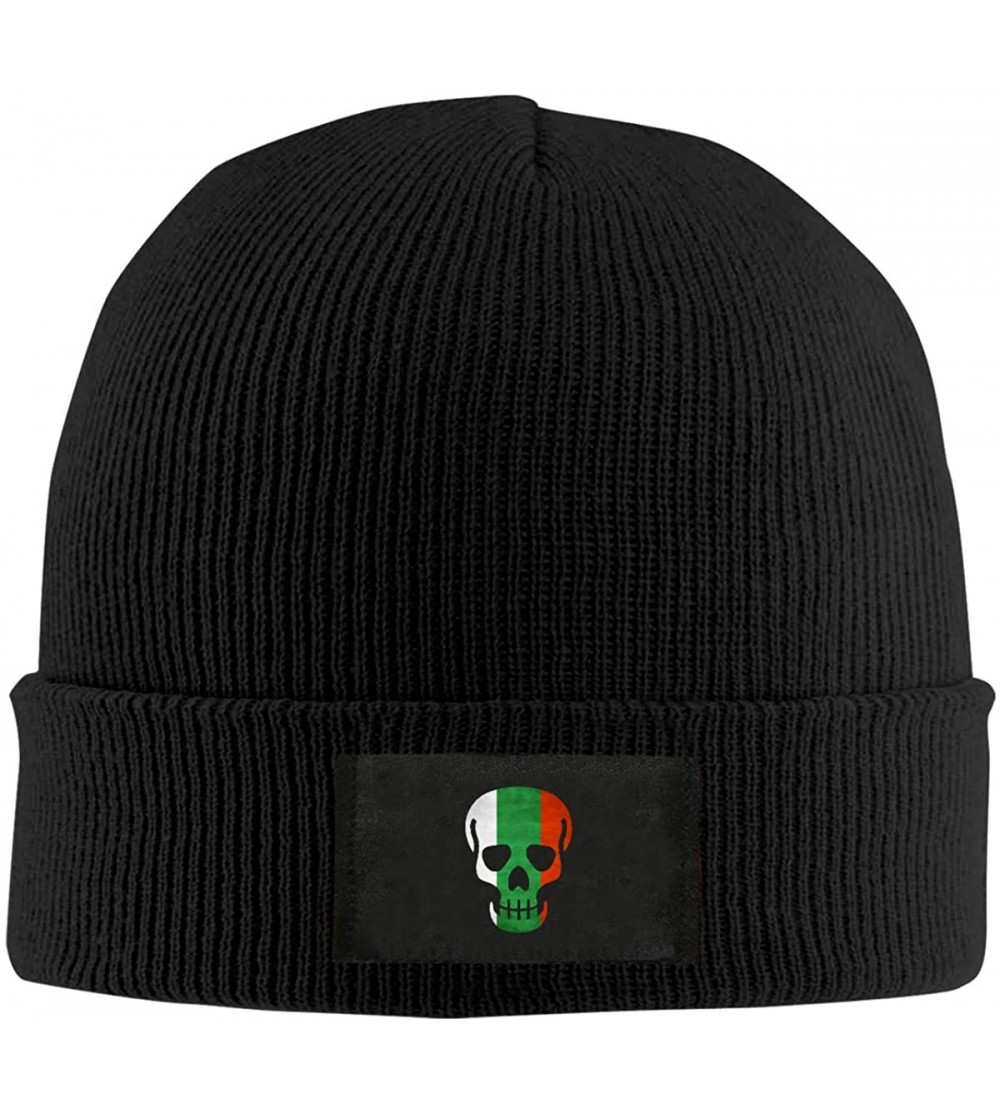 Skullies & Beanies Italian Flag Skull Winter Knitted Hat Warm Wool Skull Beanie Cap - Black - CA18KYA0I5U $15.53