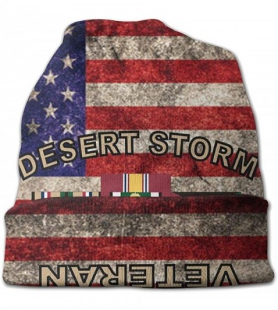 Skullies & Beanies Desert Storm Veteran Unisex Warm Hat Knit Hat Skull Cap Beanies Cap - Black - CX18ZKG20YZ $18.63