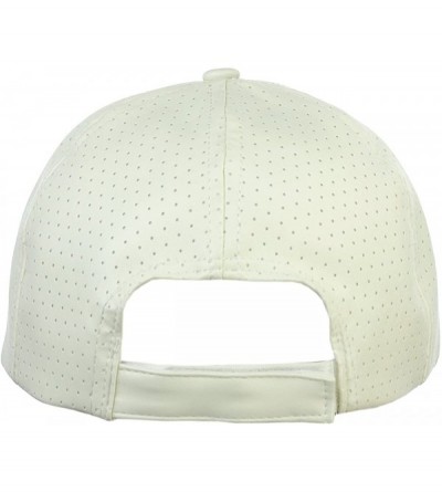 Baseball Caps Soft PU Leather Perforated Precurved Baseball Cap - Off White - CI12FJIXV5Z $14.63