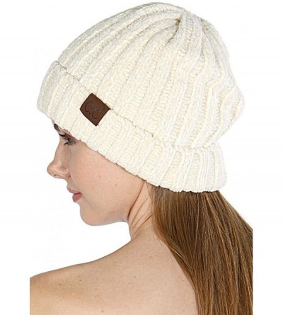 Skullies & Beanies Hand Knit Beanie Cap for Women- Soft Handmade Handknit Thick Cable Hat - Ivory 15 - CO18QOMC3OO $22.63