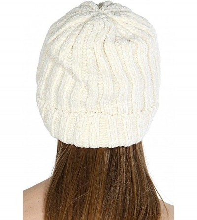 Skullies & Beanies Hand Knit Beanie Cap for Women- Soft Handmade Handknit Thick Cable Hat - Ivory 15 - CO18QOMC3OO $10.09