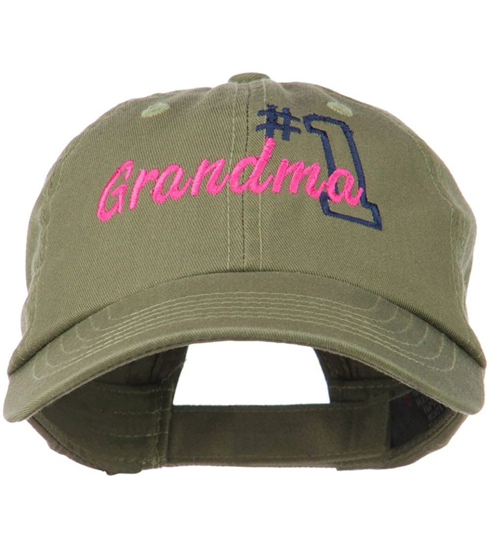 Baseball Caps Number 1 Grandma Embroidered Cotton Cap - Olive - C211ND5H2UH $26.29