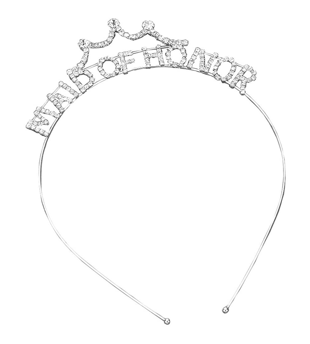Headbands Women's Bride to be Bachelorette Party Tiara Headbands - Maid Of Honor - CR11UCIDWMF $22.94