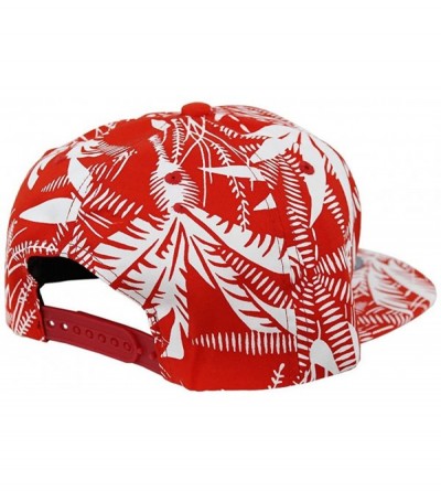 Baseball Caps Tropical Hawaiian Palm Print Cap Snapback Flat Bill Adjustable - Palm Print Red - CW129UZDWTN $15.99