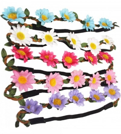 Headbands Women Bohemian White Daisy Flower Elastic Headband Headpieces - Color Zh1 - CF18DOD9U8W $23.36