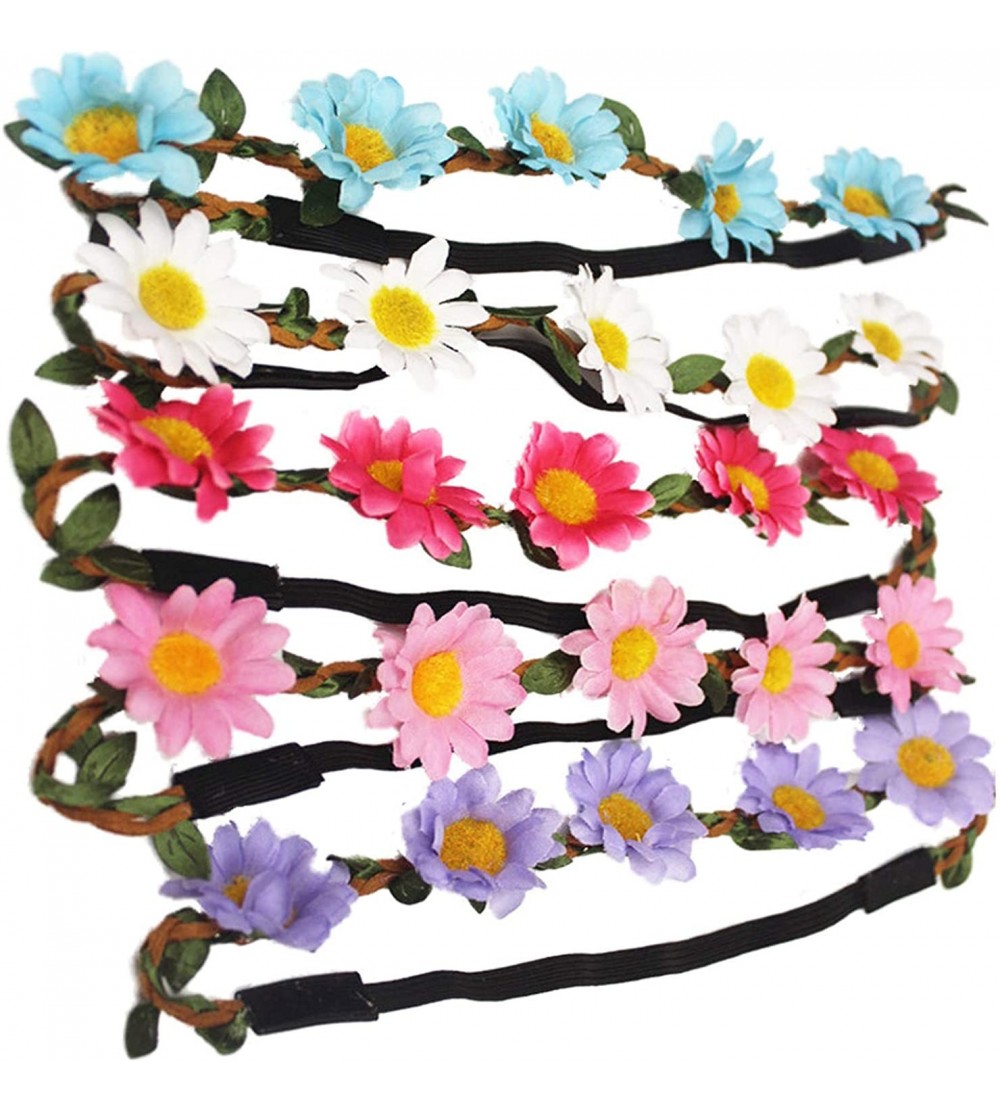 Headbands Women Bohemian White Daisy Flower Elastic Headband Headpieces - Color Zh1 - CF18DOD9U8W $7.96