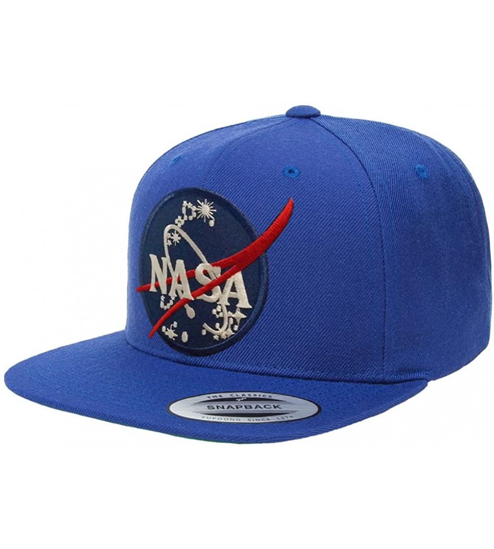 Baseball Caps Flexfit Original Premium Classic Snapback with NASA Insignia Patch - Black - Royal Blue - CK1236KEAZH $16.21