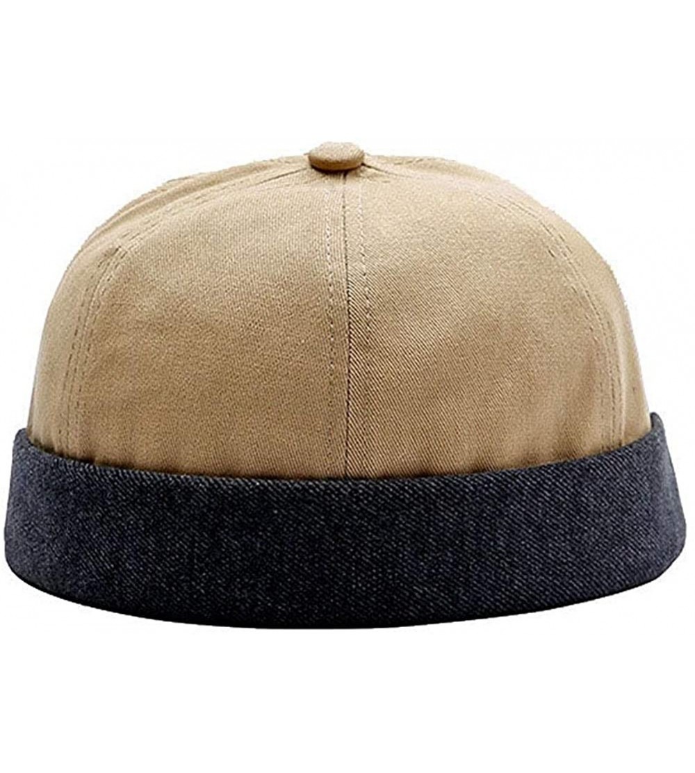 Skullies & Beanies Unisex Cotton Brimless Beanie Hat Adjustable Trendy Skull Cap Sailor Cap - Beige - CO194L7Q562 $9.46