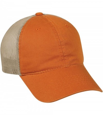 Baseball Caps Garment Washed Meshback Cap - Bt Orange/Tan - CQ183QD9GOY $24.49