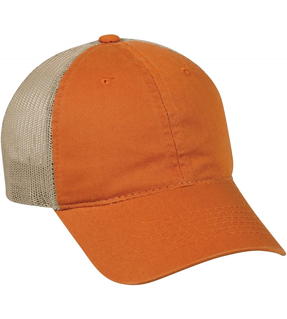 Baseball Caps Garment Washed Meshback Cap - Bt Orange/Tan - CQ183QD9GOY $12.40
