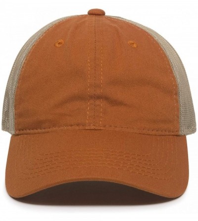 Baseball Caps Garment Washed Meshback Cap - Bt Orange/Tan - CQ183QD9GOY $12.40