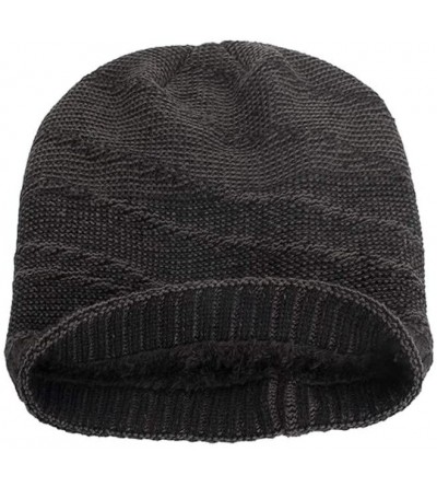Skullies & Beanies Sttech1 Unisex Striped Cotton Hats Warm Winter Knit Cap Thick Heap for Women Men (Black) - Black - C018HXK...