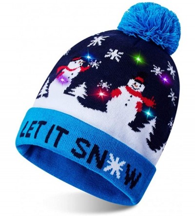 Skullies & Beanies Led Christmas Hat Adult Kids Light Up Warm Cap Xmas Knit Winter Beanie - Multicoloured-01 - CQ18YH98ZXZ $2...