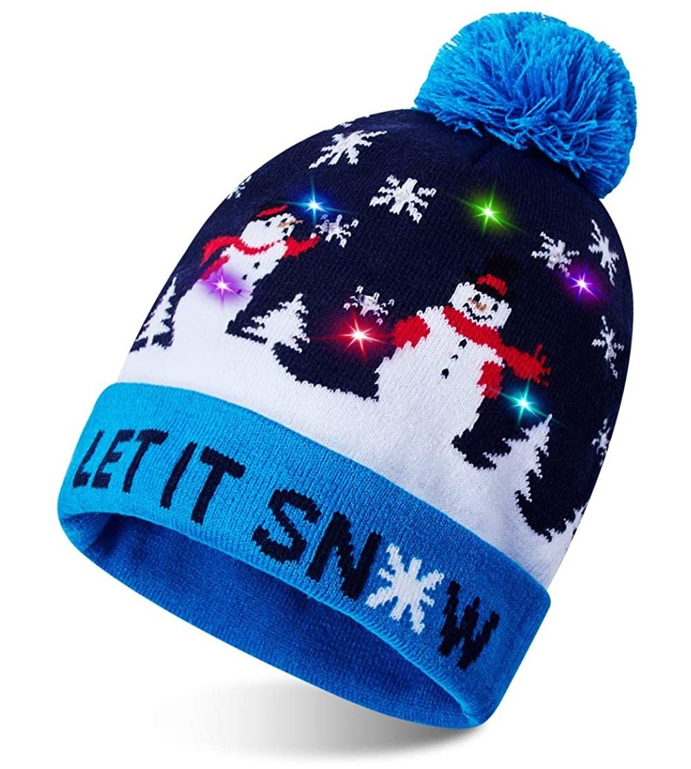 Skullies & Beanies Led Christmas Hat Adult Kids Light Up Warm Cap Xmas Knit Winter Beanie - Multicoloured-01 - CQ18YH98ZXZ $1...