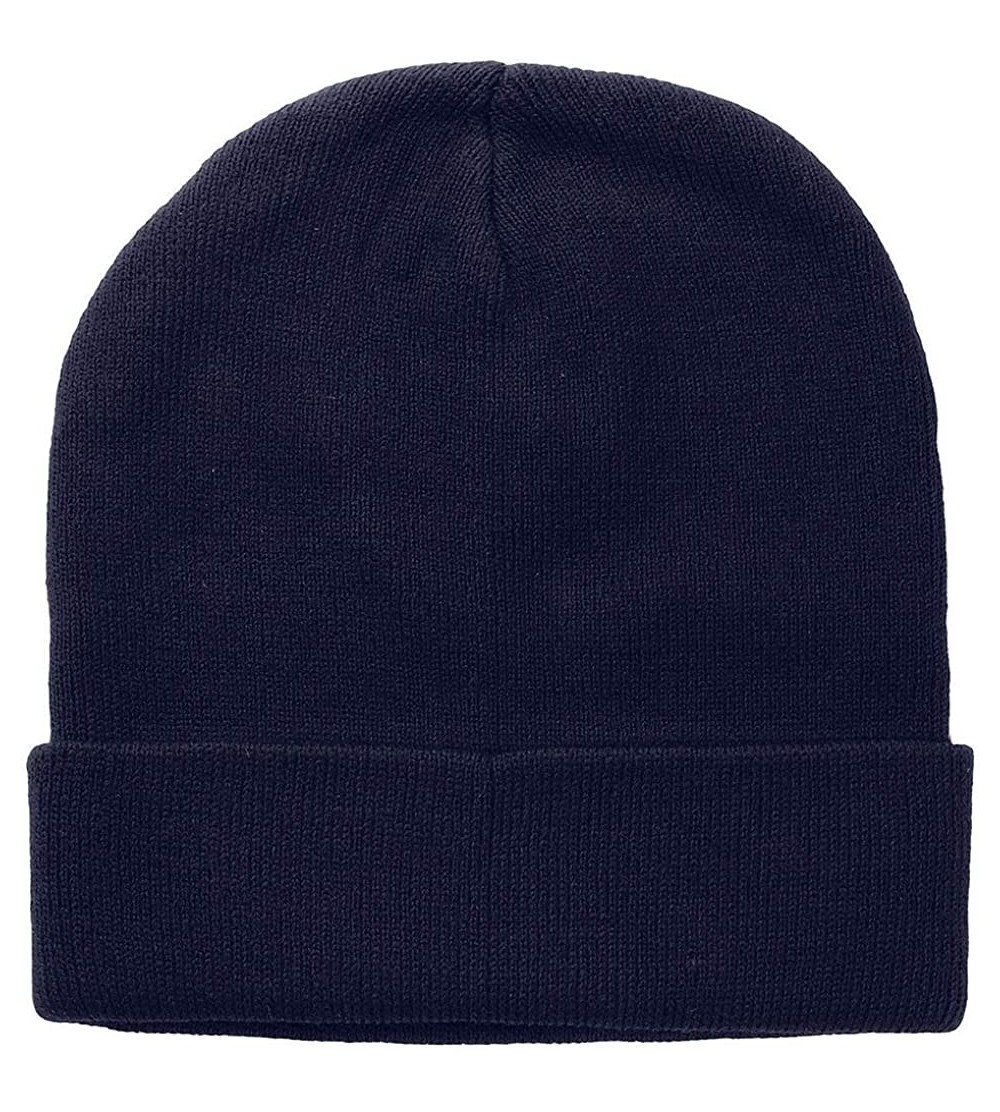 Skullies & Beanies Men Women Knitted Beanie Hat Ski Cap Plain Solid Color Warm Great for Winter - 1pc Navy - CQ127DWC3W7 $8.77