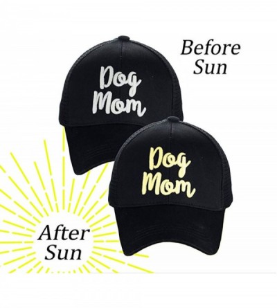 Baseball Caps Women's Baseball Cap Color Changing Messy Bun Ponytail Trucker Hat - Dog Mom (Black) - Color Changing Text - CX...