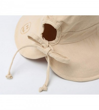 Sun Hats Womens Ponytail Summer Sun Hat Wide Brim UV Protection Foldable Safari Fishing Cap Floppy Bucket Hats - B-beige - CA...