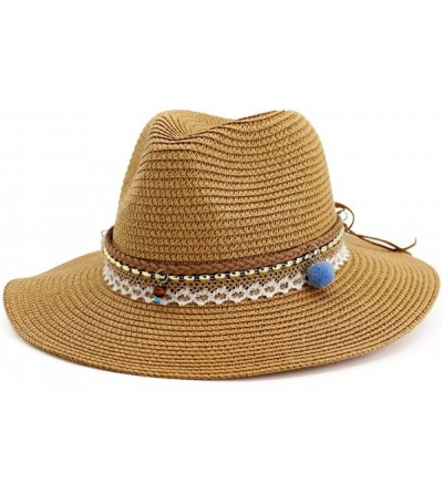 Skullies & Beanies Men Women Wide Brim Havana Jazz Sun Protection Straw Panama Fedora Beach Hats - Photo 1 - CA12HXT218L $22.72