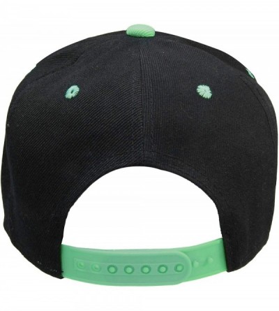 Baseball Caps Plain Blank Flat Brim Adjustable Snapback Baseball Caps Wholesale LOT 12 Pack - Black/Green - CP17YR744L4 $25.60