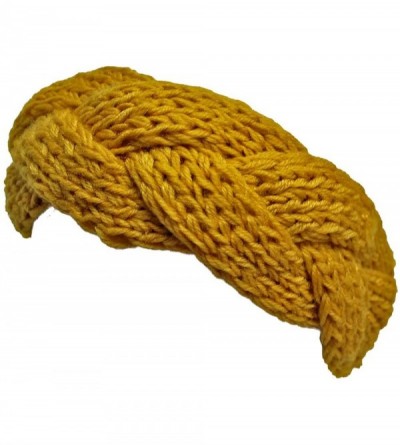 Cold Weather Headbands Soft Knit Braid Ear Covering Headband - Yellow - CQ11GQUVK09 $13.51