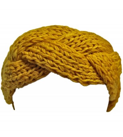 Cold Weather Headbands Soft Knit Braid Ear Covering Headband - Yellow - CQ11GQUVK09 $13.51
