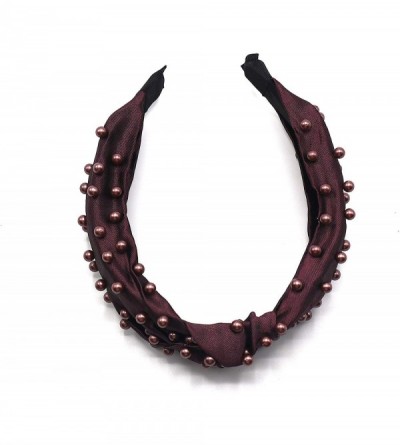 Headbands New York- Women's Fashion- Trendy Knotted Pearl Structured Headband - Dark Plum/Dark Plum Pearl - CI18XAWRQ6Y $20.69