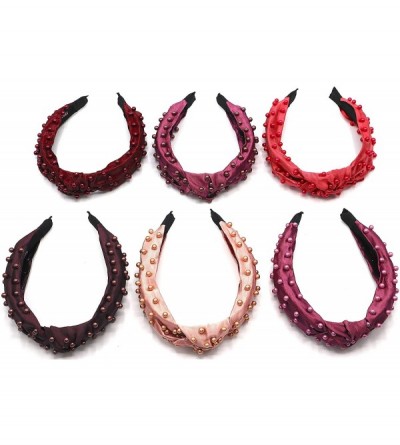 Headbands New York- Women's Fashion- Trendy Knotted Pearl Structured Headband - Dark Plum/Dark Plum Pearl - CI18XAWRQ6Y $20.69