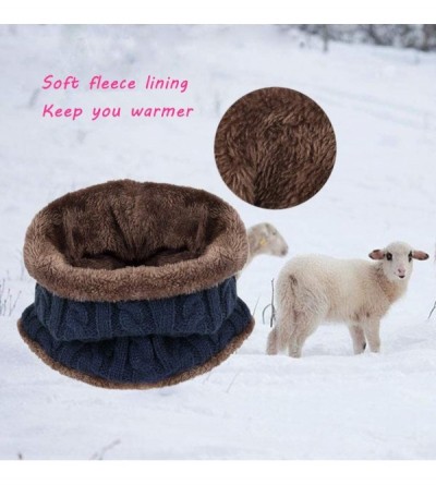 Skullies & Beanies Hat Scarf Set Winter Beanie Warm Knit Hat Fleece Lined Scarf Warm Winter Hat for Men & Women - Navy 3 in 1...